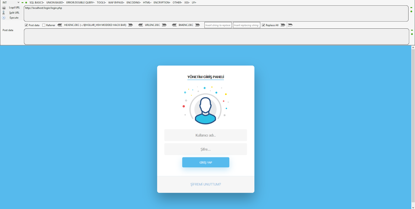 Ana login giriş ekranı